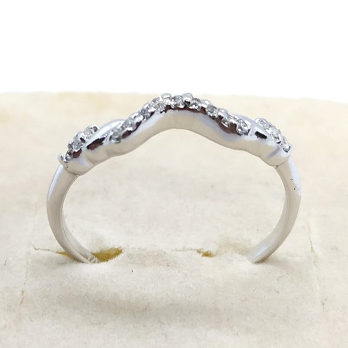 0.15CT Diamante Transparente 14K Oro Blanco Chapado Cinta Envuelto Contorno Boda - Imagen 2 de 4