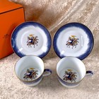 Vintage Hermes Large Morning Soup Cup Saucer L'année Feu Feux d'Artifice 2 Sets