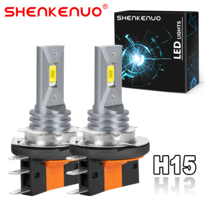 2pcs CSP Chip Bicolor H15 High Power LED Car Headlamp Kit 6000K 4000LM Universal