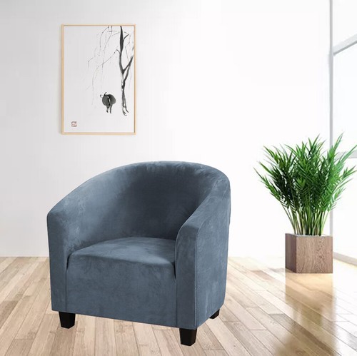 Stretch Samt Club Sofa Stuhlbezug Wanne Fass Sessel Slipper Esszimmer - Bild 31 von 50