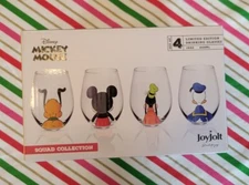 Mickey Mouse Squad Collection Tumblers Stemless Wine Glasses Set 4 Joy Jolt