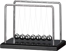 Newton’s Cradle 7 Ball 9" Balance Physics Toy with Wooden Base, Office Desk Deco