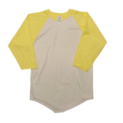 BUNDLE - VINTAGE Cal Cru NOS 80s Light Yellow Blank Baseball Tees Size M | 2-pk