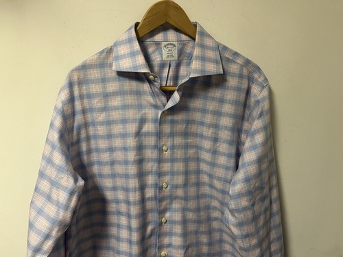 Brooks Brothers Regent 1818 para hombre 16 1/2-32/33 a cuadros rosa claro con azul - Imagen 3 de 6