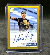 2021 Bowman Heritage Nick Gonzales Gold Parallel Auto #08/50 Pirates