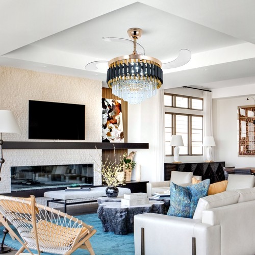 42" Crystal Ceiling Fan w/Light Remote Control Chandelier Retractable Fandelier - Picture 7 of 24