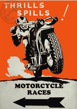 VINTAGE POSTER Motorbike Racing Motorcycle Biker Bike 1950s Advert PRINT A3 A4