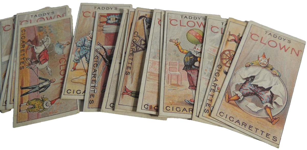 taddy clown cigarette cards Taddy's Clown Cigarette Cards - Set Of 20 - A Nostalgia REPRINT