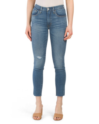 NWT Frye Women's Sz 25 Sienna Cropped Jeans Raw Hem Mid Rise Distressed $148