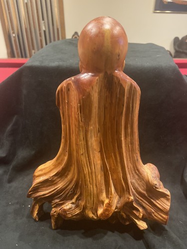BUDDHA-WOODEN CARVED BUDDHA-LARGE ROOT ?CARVED BUDDHA - Picture 7 of 11