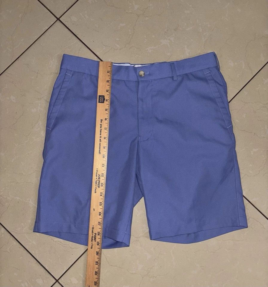 Pantalones Cortos Peter Millar Para Hombre 33 Azul Frente Plano Golf Rendimiento Informal Corona Logo Foto 2 de 4