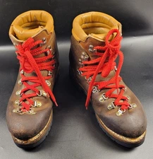 Vintage Kastinger Mountaineering Boots Mens 8.5 Brown Leather Vibram 70s Austria