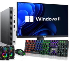 HP G3 Mini Desktop PC Intel i7-6th 32GB Ram 2TB SSD 24" LED RGB KB M Windows 11