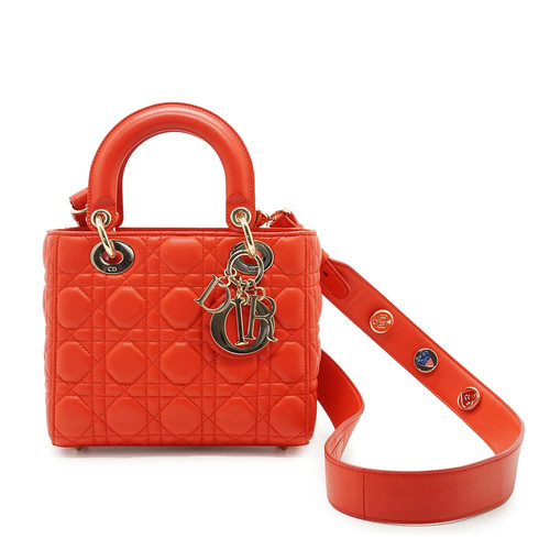 Christian Dior Lady Dior My ABCDior Cannage Small Bag, Red Orange