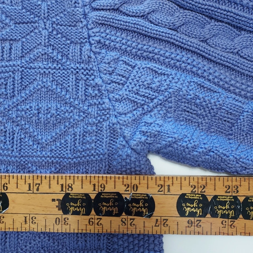 Vtg LL Bean Purple Cable Chunky Knit Cardigan Sweater Fisherman Cottagecore M - Image 4 of 4