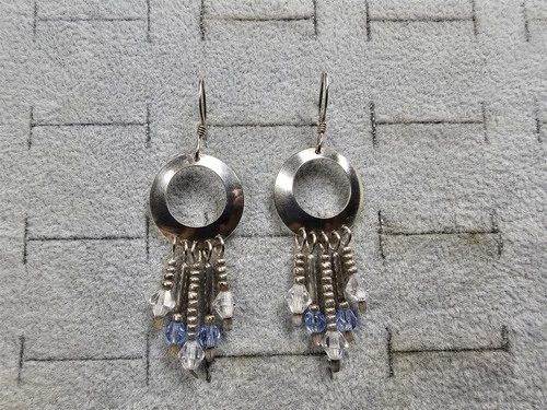 GRANDMA GRABE'S BEAUTIFUL VINTAGE 925 STERLING SILVER RING CRYSTAL 4.44G EARRING