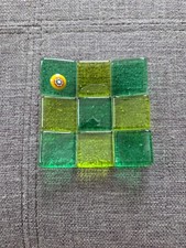Fused Glass Dish Millefiori Bead Accent