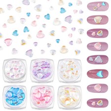 1bag 6box 6 colors Cartoon Nail Art tion 3D Resin Heart Shape Nail Jewelry