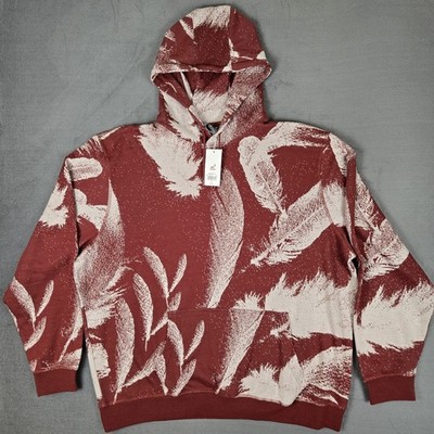 Staple Pidgeon Hoodie Mens 3XL Sycamore Jacquard Woven AOP Burgundy NWT