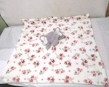 Modern Baby Gray Elephant Large Lovey 23" Baby Security Blanket Plush Floral