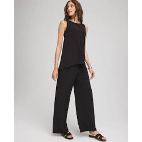 Chico's Wrinkle Free Traveler Knit Pull On Black Pants 2 SHORT