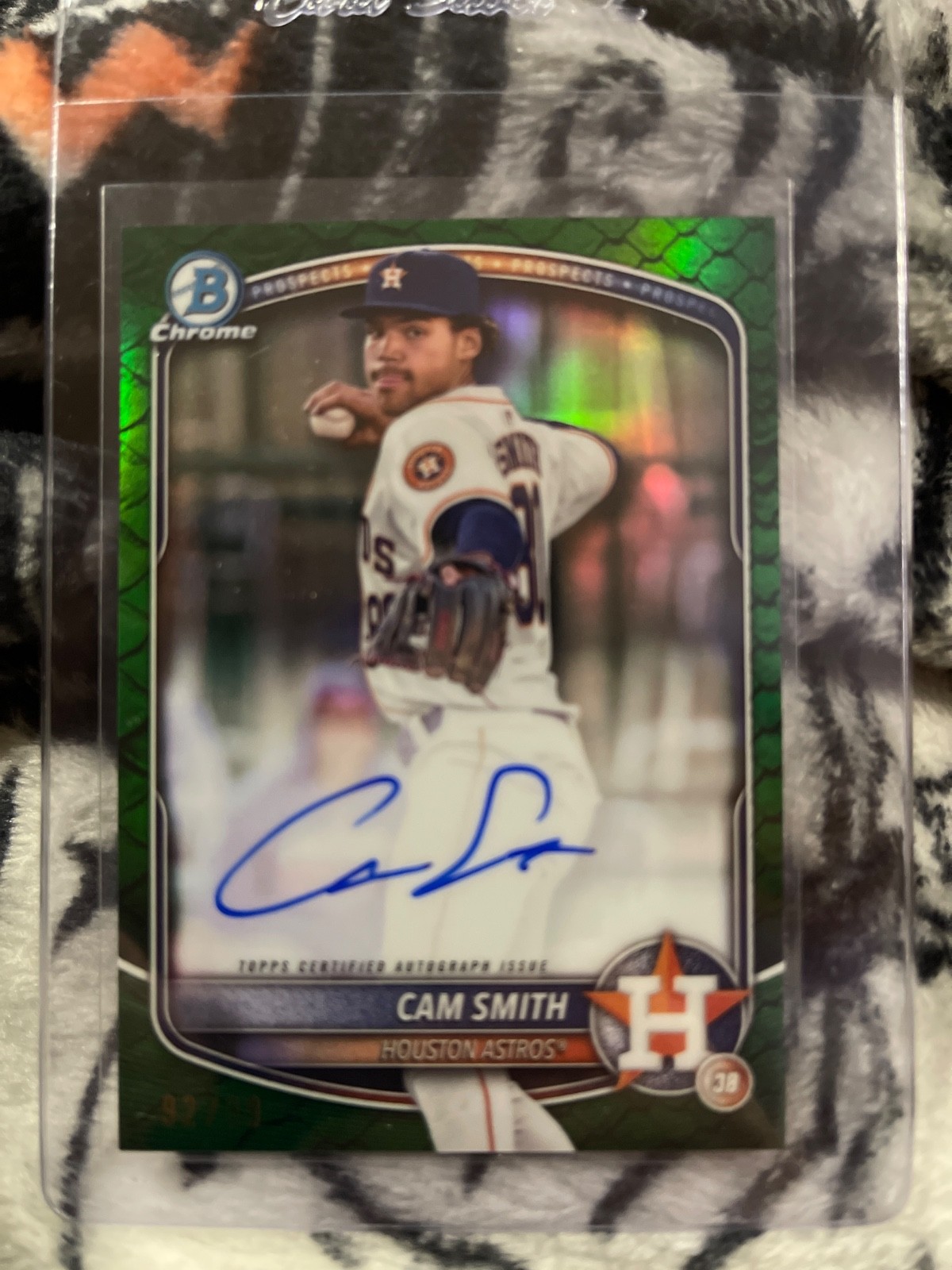 2025 Bowman Chrome Prospects Green Reptilian /99 Auto Cam Smith CPA-CSM🔥