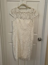 Adrianna Papell Ivory Illusion Neck Lace Sheath Dress - Size 14
