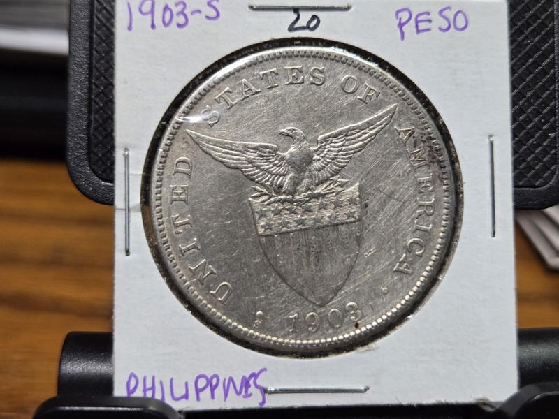 Nice Fine Hairlines 1903-S Philippines Silver Peso.  High Grade. 20