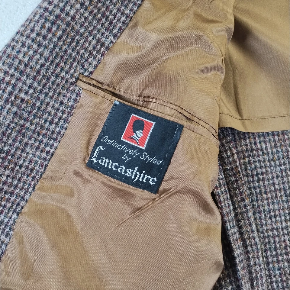 Blazer Harris Tweed Para Hombre 40S Marrón Lana Pata de Gallo 2 Botones Abrigo Deportivo EE. UU. Foto 3 de 4