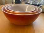 PYREX Vintage Flameglo Bowls - Set of 3 - 1.5 qt Bowl - 2.5 qt Bowl - 4 qt Bowl