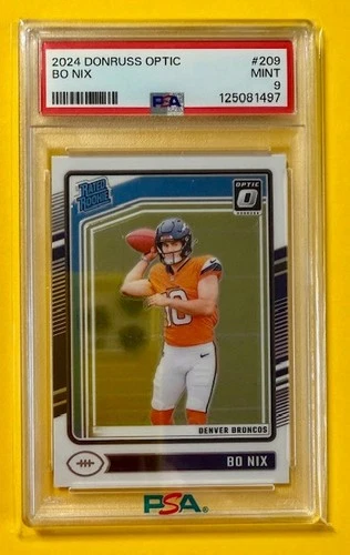 2024 Bo Nix Panini Donruss Optic Rookie! PSA 9! Broncos Hot QB! Super Bowl?