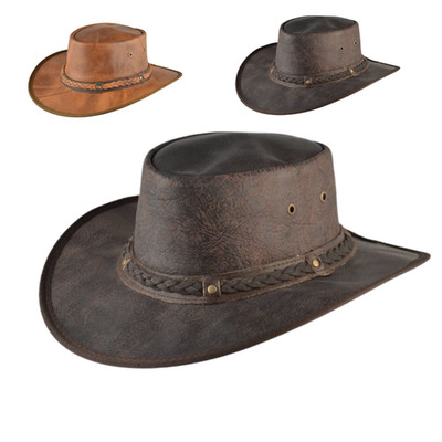 Echtleder Cowboyhut Herren Damen - Western Outback Hut braun & dunkelbraun
