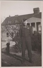 WW2 Photo of US Soldier Posed Outside European House