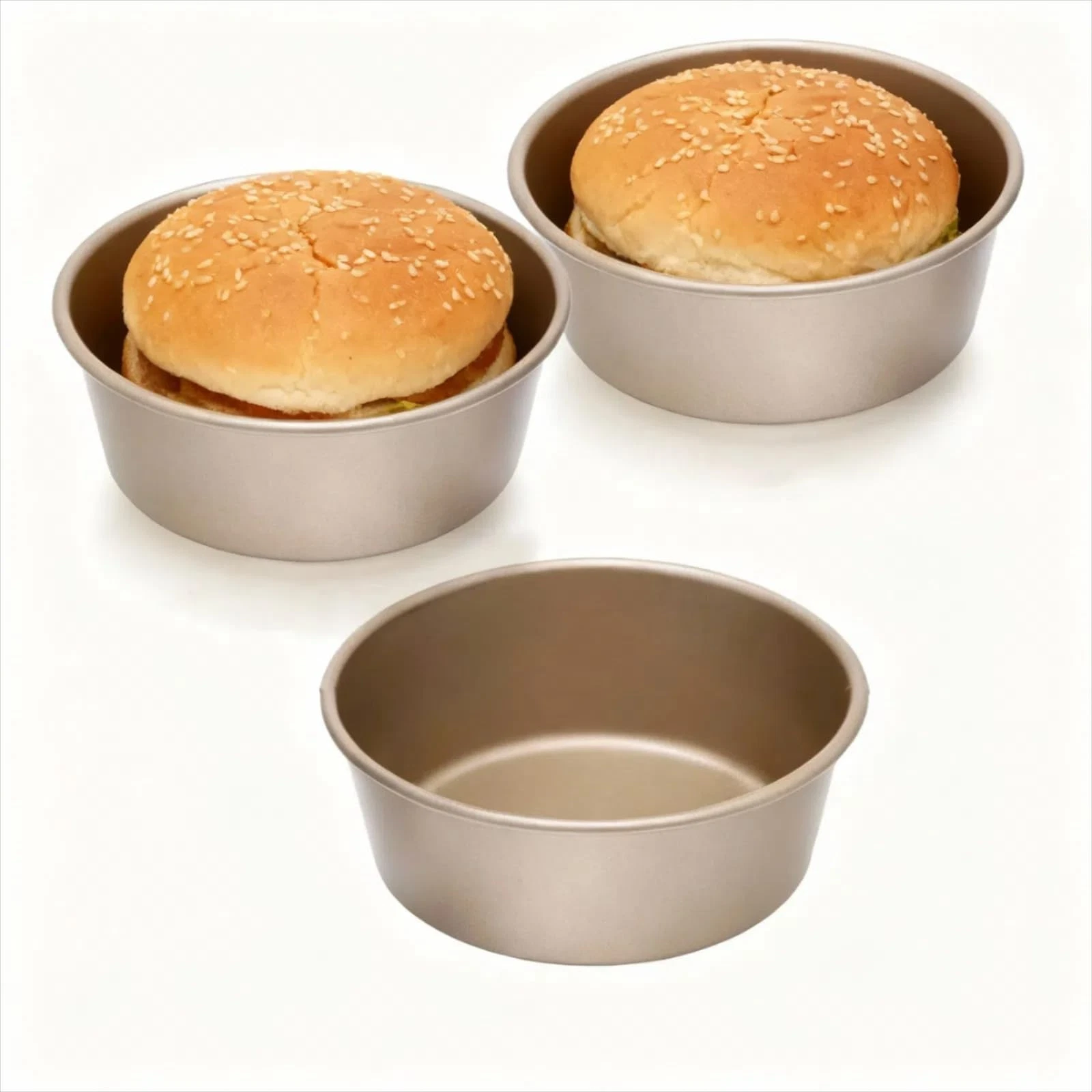 3 PCS 4 Inch Air Fryer Mini Pie Pan Tart Tins Hamburger Bun Cupcake Mold