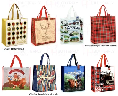 BGFLTD Scottish Reuseable Shopper Tote Bags Royal Stewart Tartan Highlands Loch Ness
