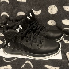 Under Armour Unisex Black Basketball Sneakers Mid Top Lace Up Size 5Y