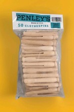 50 Penley Wood Clothespins Very Old "New" Sealed Bag Made in USA Awesome Memory!