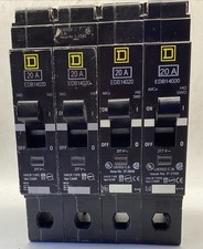 Square D EDB14020 Circuit Breaker 20A Amp 277V single 1 Pole (Lot Of 4)