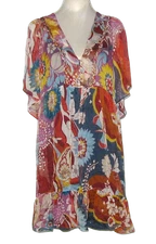 NWT Johnny Was Jade 100% Silk Chiffon MARGARETA Mini Dress TAVIE Women L MSP$365