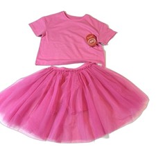 Wonder Nation Girls Hot Pink 2 Piece Set Tee  Fluffy Tutu Skirt Size 7 NWT