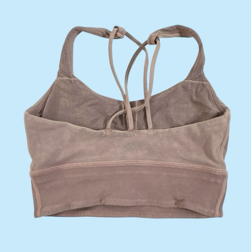 Lululemon Free To Be Bra *Long Line Rib Snow Wash Sport Strappy Pink Sz 4 Yoga - Picture 3 of 6