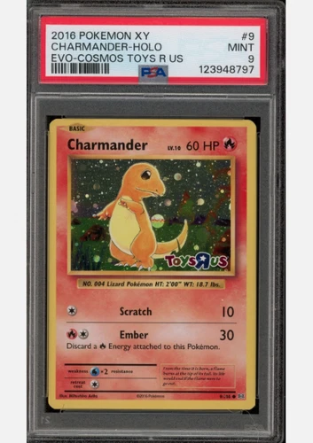 Pokemon Charmander Toys R Us XY Evolutions Cosmos Holo #9 -PSA 9 Mint
