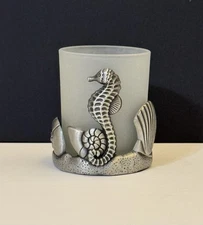 Yankee Candle Nautical Seahorse Seashell Silver Coastal Votive Candle Holder B