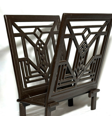 Vtg Frank Lloyd Wright Lake Geneva Tulip Window Magazine Rack Cast Metal