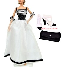 2001 Barbie Fashion Avenue Silver Noir & Blanc Outfit Puppenkleidung Neu