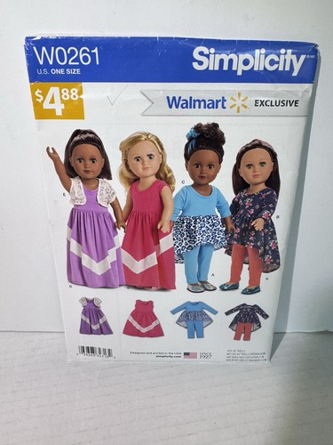 Simplicity 18" Walmart Doll Clothes Pattern W0261 W0218 W0115 W0219 Uncut New - Picture 2 of 13