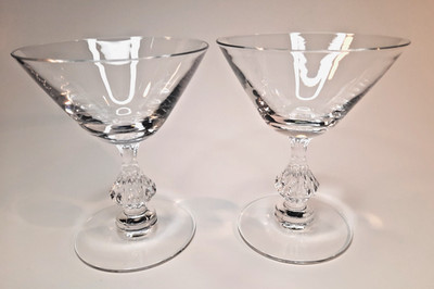 2-VTG-Tiffin Style-Crystal-Silhouette-Clear Champagne Coupe Sherbet Glasses
