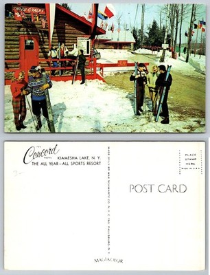 Concord Hotel Swiss Chalet Ski Lodge Kiamesha Lake NY Postcard Magikolor