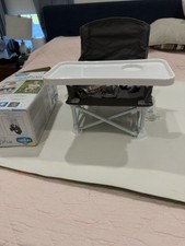 Regalo My Chair Foldable Booster Seat, Gray/White, Tray, Cup Holder, Harness