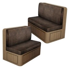 Leather Look RV Dinette Cushion Covers, Stretch Camper Cushion 2 Sets Brown